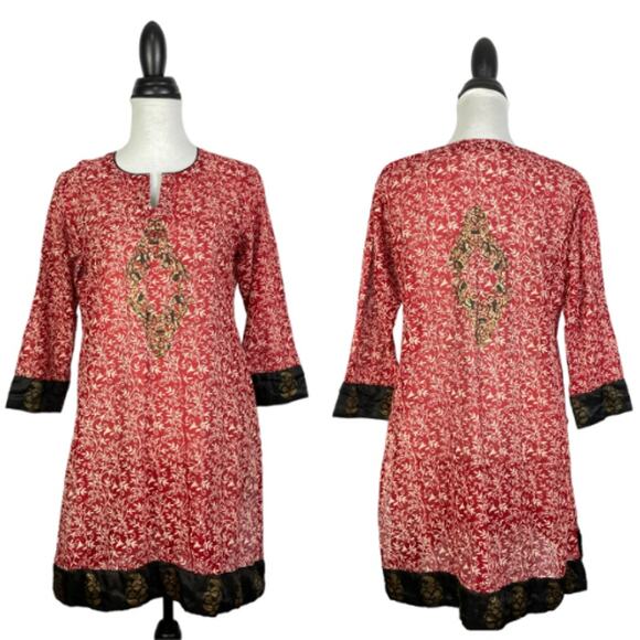 Chondon | Red Print Kurta Tunic - Picture 1 of 9